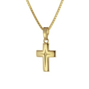 trendor Kinder Kreuz-Anhänger Gold 333 (8 Karat) + plattierte Halskette gold