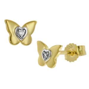 trendor Ohrringe für Mädchen Gold 333 (8 Kt) Schmetterling Ohrstecker gold
