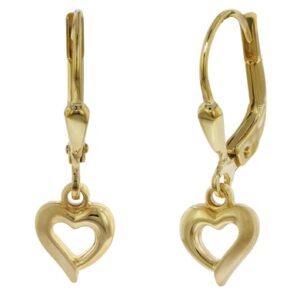 trendor Kinder-Ohrringe Herz Gold auf Silber 925 für Mädchen gold