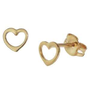 trendor Kinder-Ohrringe für Mädchen Gold 333 Offenes Herz gold