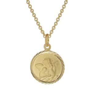 trendor Kinder-Halskette mit Schutzengel Anhänger Gold auf Silber gold