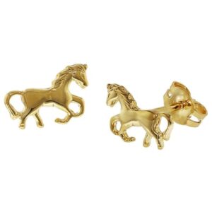 trendor Kinder-Ohrringe Gold 333 Pferde Ohrstecker gold