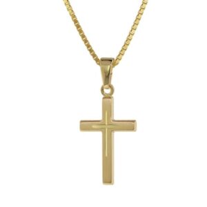 trendor Kreuz-Anhänger Gold 333 8 Kt. + Goldplattierte Silber-Halskette gold
