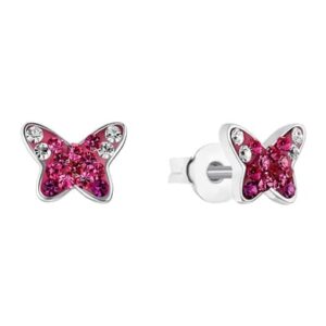 Prinzessin Lillifee Mädchen-Ohrringe Schmetterling Ohrstecker Silber pink