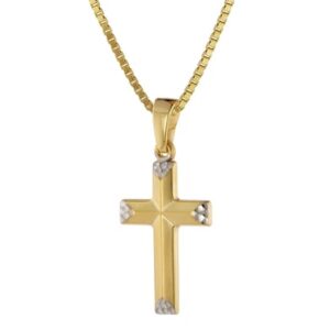 trendor Halskette mit Kreuz für Mädchen Gold 333/8 Karat Bicolor bicolor