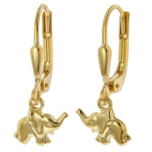 trendor Mädchen-Ohrringe Gold 333/8 Karat Elefant-Ohrhänger gold