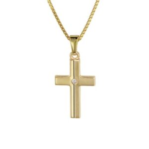 trendor Kinder Kreuz Gold 333 mit Zirkonia und goldplattierte Kette gold