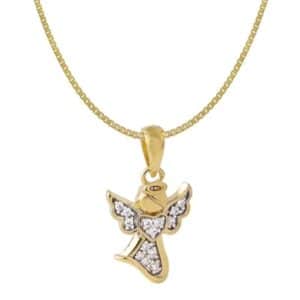Acalee Halskette für Kinder mit Engel-Anhänger 333 / 8K Gold bicolor