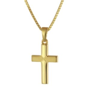 trendor Kreuz-Anhänger für Kinder Gold 333 mit goldplattierte Halskette gold